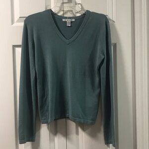 CAbi Sea Glass Green V-Neck Knit Sweater